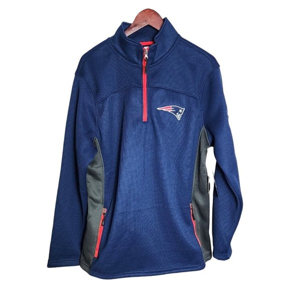 New England Patriots NFL Team Apparel Long Sleeve 1/4 Zip Sweater - Embroidered